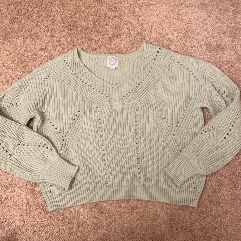 Mint Slightly Cropped Sweater